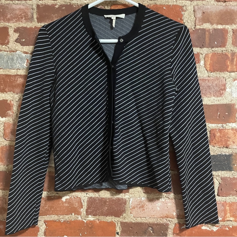 Maje black and white diagonal striped long sleeve cardigan size 1 fits like XS